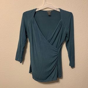 Ann Taylor women’s wrap teal 3/4 sleeves top xs